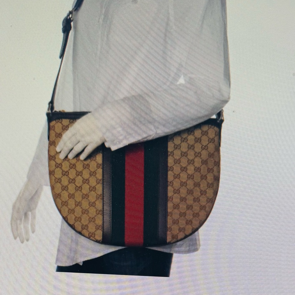 Gucci monogram vinta web medium messenger  bag in ebony w/h dust bag